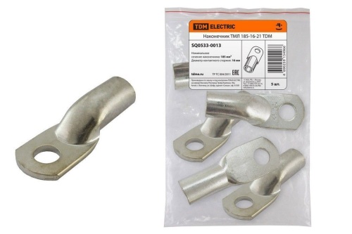 Наконечник медный луженый ТМЛ 185-16-21 ГОСТ 7386-80 TDM Наконечник медный луженый ТМЛ 185-16-21 ГОСТ 7386-80 TDM