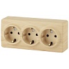 Розетка ЭРА 3х2P+E Schuko, 16A-250В, IP20, ОУ, Эра Эксперт, сосна 11-2208-11