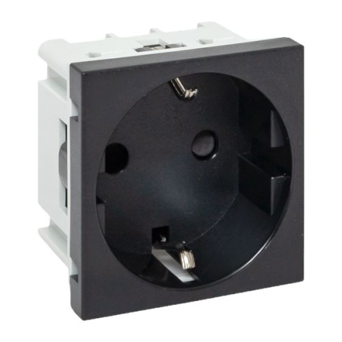 Розетка 45х45 с зазем., с защ. шторками, 90 градусов, черная, матовая EKF Розетка 45х45 с зазем., с защ. шторками, 90 градусов, черная, матовая EKF