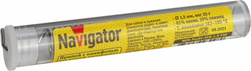 Припой Navigator 93 098 NEM-Pos01-61K-1.5-F10 (ПОС-61, колба, 1.5 мм, 10 гр)