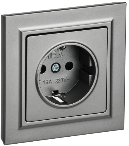 BRITE Роз. с з/к/ш 16А в сб. РСР14-1-0-БрС сталь IEK BRITE Роз. с з/к/ш 16А в сб. РСР14-1-0-БрС сталь IEK