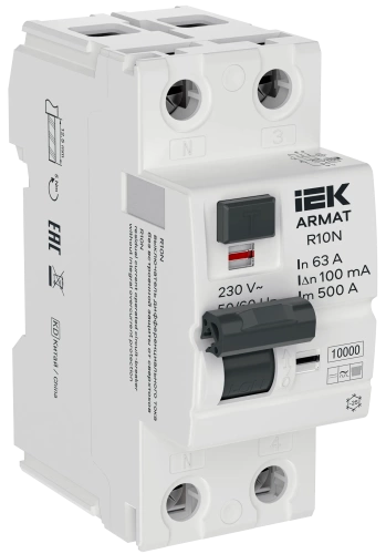 ARMAT ВДТ R10N 2P 63А 100мА тип B IEK ARMAT ВДТ R10N 2P 63А 100мА тип B IEK