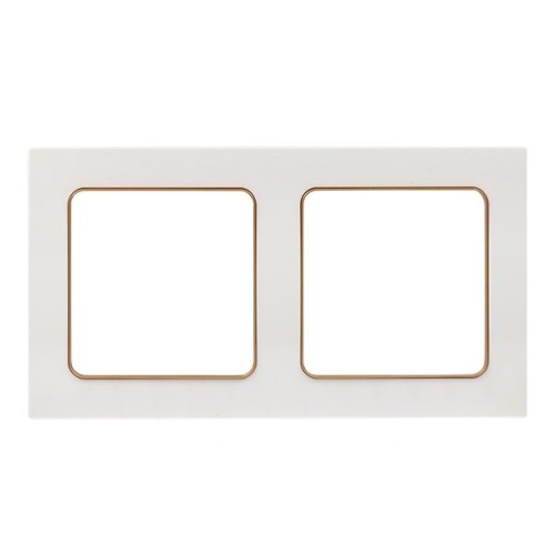 Стокгольм Рамка 2-местная белая с линией цвета шампань EKF PROxima