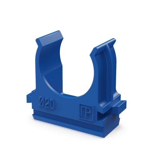 Крепёж-клипса для труб АБС-пластик синяя д20 (100шт/1500шт уп/кор) Промрукав