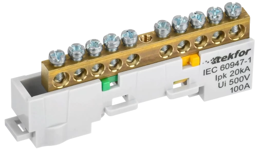 TEKFOR Шина PE "земля" неизол. на унив. держ. 6х9-10-Ж IEK