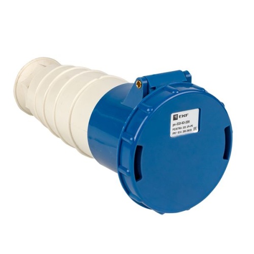 Розетка переносная 233 2Р+РЕ 63А 220В IP67 EKF Розетка переносная 233 2Р+РЕ 63А 220В IP67 EKF