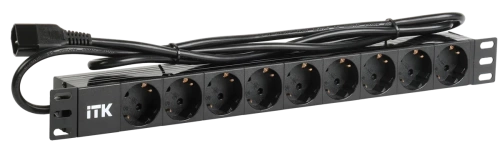 ITK PDU 9 розеток нем. ст, 1U, шнур 2м вилка С14 ал.проф ITK PDU 9 розеток нем. ст, 1U, шнур 2м вилка С14 ал.проф