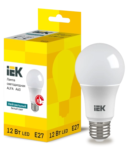 Лампа LED ALFA A60 шар 12Вт 230В 4000К E27 IEK