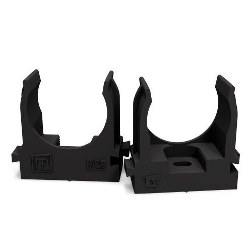 Крепеж-клипса для труб для монтажного пистолета черная в гофроящике d25 мм (900шт/кор) Промрукав