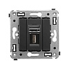 USB 2.0 розетка одинарная в стену, тип А-А, "Avanti", "Черный матовый"