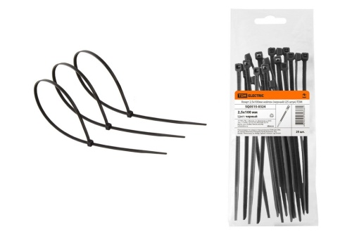Хомут 2,5х100мм нейлон (черный) (25 штук) TDM Хомут 2,5х100мм нейлон (черный) (25 штук) TDM