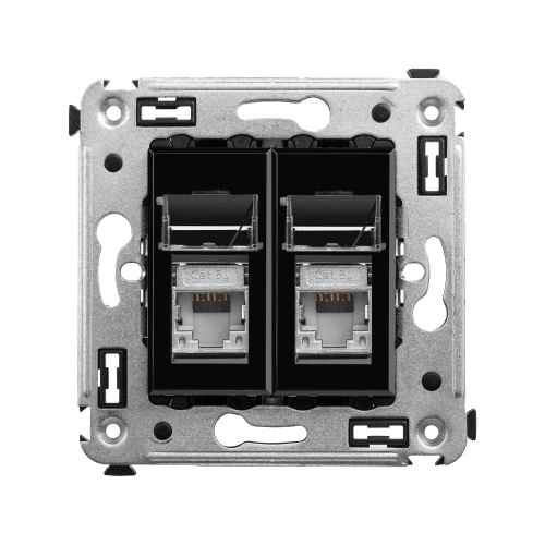 Розетка RJ-45 в стену, 5e двойная экранированная, Avanti, "Черный квадрат"