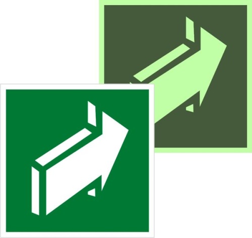 Знак наклейка E18 "Открывать движением от себя" (200x200) фотолюминесцентный EKF PROxima