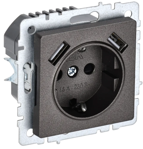 BRITE Роз. с з/к/ш 16А с USB A+A 2,1А РЮш10-1-БрТБ бр. IEK BRITE Роз. с з/к/ш 16А с USB A+A 2,1А РЮш10-1-БрТБ бр. IEK