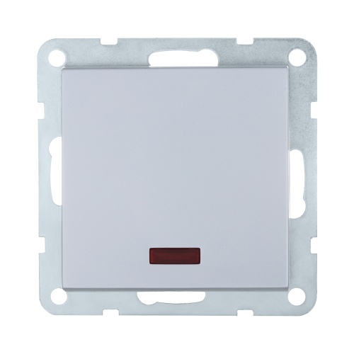 Переключатель 1-кл., на 2 направления, c индикатором (схема 6L) 16 A, 250 B (серебристый металлик) LK80 Переключатель 1-кл., на 2 направления, c индикатором (схема 6L) 16 A, 250 B (серебристый металлик) LK80