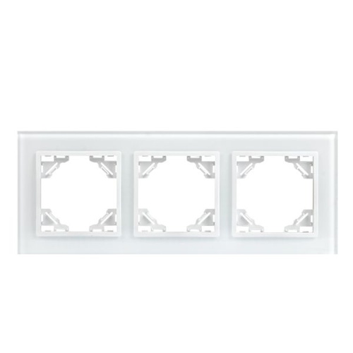 Минск Рамка 3-местная стеклянная белая EKF Basic
