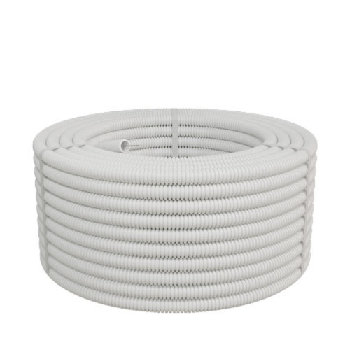 Труба HFFR гофрир. легкая, с зондом, без галогена,ПЛЛ диам. 25мм ПВ-0 цвет белый (1шт = 50м) Экопласт