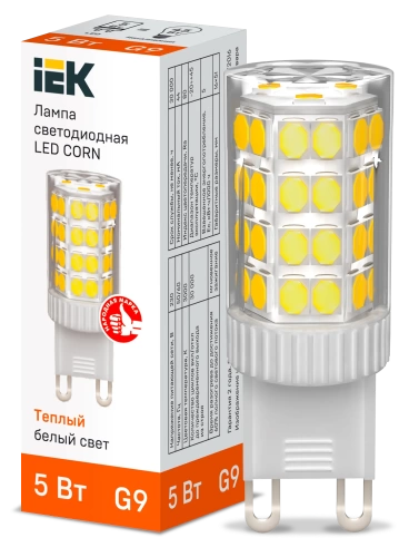 Лампа LED CORN капсула 5Вт 230В 3000К керамика G9 IEK