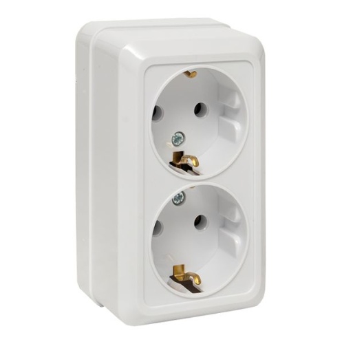 Рим Розетка 2-местная 16А с заземлением белая EKF Рим Розетка 2-местная 16А с заземлением белая EKF