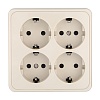 Розетка четырехместная открытой установки с заземляющими контактами и защитными шторками, (бежевый)