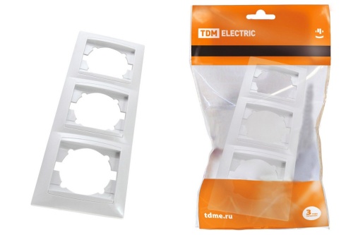 Рамка 3-х постовая горизонтальная белая "Лама" TDM Рамка 3-х постовая горизонтальная белая "Лама" TDM