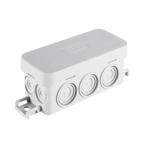 JBL090 Коробка распределительная без сальников о/п, 90х42х40мм 10вых., IP55 цвет серый, подходит для монтаж. пистолета Экопласт