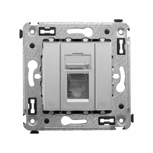 Компьютерная розетка RJ-45 в стену, кат.6А одинарная, "Avanti", "Закаленная сталь"