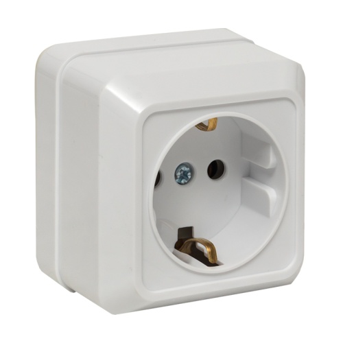 Рим Розетка 1-местная 16А с заземлением керам. белая EKF