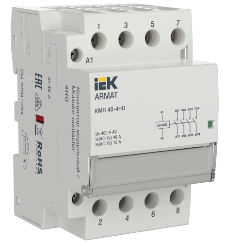 ARMAT Контактор модульный KMR 40А 24В AC/DC 4НО IEK