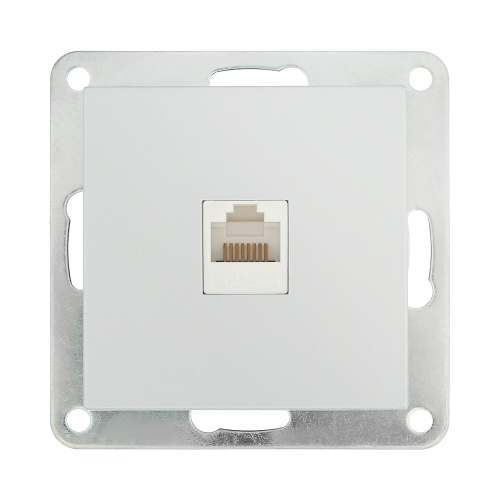 Розетка компьютерная RJ-45 кат.5е с накладкой (серебристый металлик) LK80