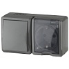 11-7401-03 Эл/ус ЭРА Блок розетка+выключатель IP54, 16A(10AX)-250В, ОУ, Эра Эксперт, серый