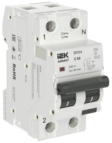 ARMAT АВДТ B10N 1P+NP C50 30мА тип A (36мм) IEK ARMAT АВДТ B10N 1P+NP C50 30мА тип A (36мм) IEK