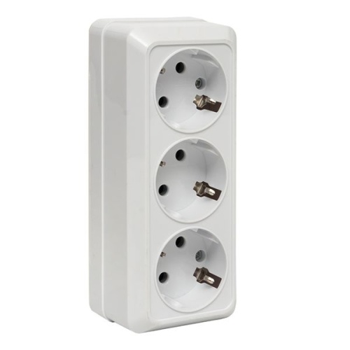 Рим Розетка 3-местная 16А с заземлением белая EKF Рим Розетка 3-местная 16А с заземлением белая EKF