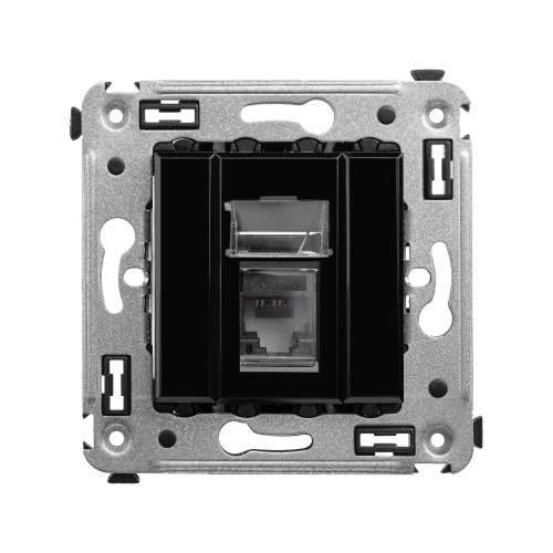 Компьютерная розетка RJ-45 в стену, кат.6 одинарная,"Avanti", "Черный квадрат"