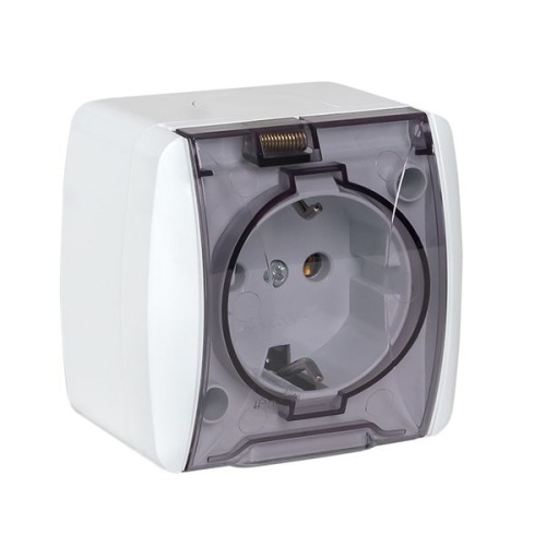 Владивосток Розетка 1-местная 16А с заземлением с прозрачной крышкой IP54 EKF Владивосток Розетка 1-местная 16А с заземлением с прозрачной крышкой IP54 EKF
