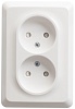 ЭТЮД С/У двойная РОЗЕТКА без заземления со штороками 16А 250B, БЕЛЫЙ, Россия