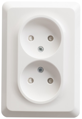 ЭТЮД С/У двойная РОЗЕТКА без заземления со штороками 16А 250B, БЕЛЫЙ, Россия