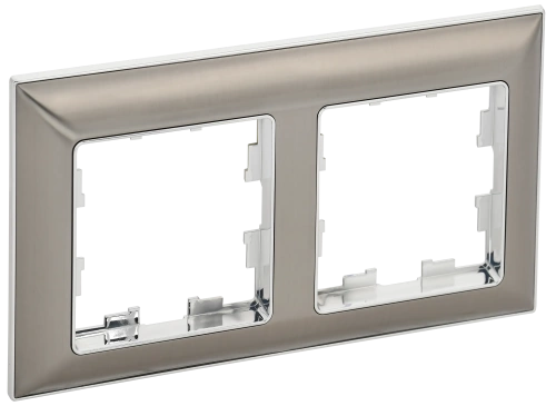 BRITE Рамка 2-мест. РУ-2-Бр хром/никель IEK