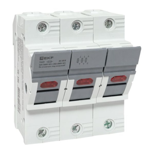 Предохранитель-разъединитель DF 14х51 3Р (тип ПВЦ) EKF Предохранитель-разъединитель DF 14х51 3Р (тип ПВЦ) EKF
