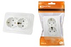 Розетка двойная 2П+З 16А c защитными шторками белая "Валдай" TDM