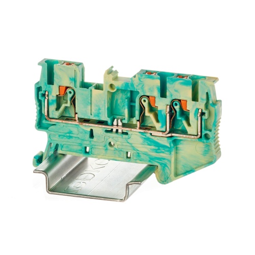 Клемма заземления, зажим push-in, 3 точки подключения, 4 кв.мм