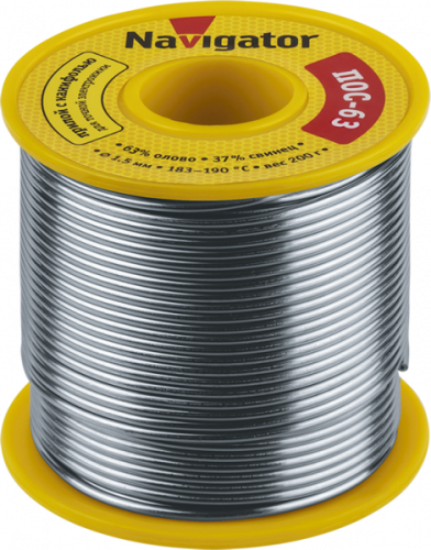 Припой Navigator 93 783 NEM-Pos05-63K-1.5-K200 (ПОС-63, катушка, 1.5 мм, 200 гр) Припой Navigator 93 783 NEM-Pos05-63K-1.5-K200 (ПОС-63, катушка, 1.5 мм, 200 гр)