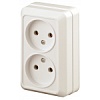 2-203-02 Эл/ус Intro Розетка 2х2P, 16А-250В, IP20, ОУ, Quadro, сл.кость
