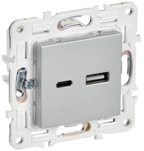 SKANDY Роз. USB A+C 3,1А SK-R14S сереб. IEK SKANDY Роз. USB A+C 3,1А SK-R14S сереб. IEK