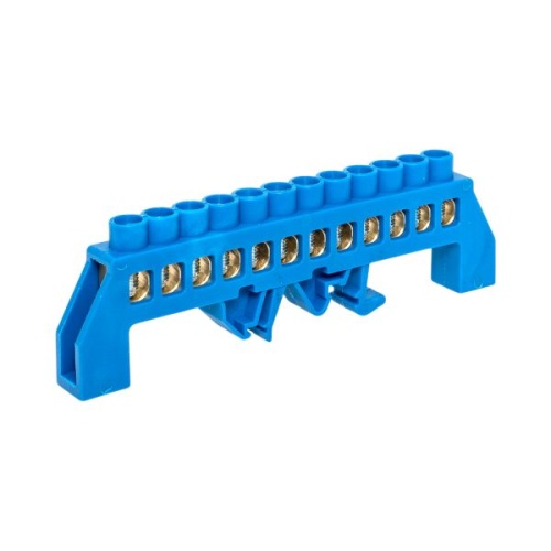 Шина "0" N (8х12мм) 12 отверстий латунь синий нейлоновый корпус комбинированный розничный стикер EKF PROxima