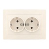 Валенсия розетка 2-местная с/з 16А кремовая с защ. штор. EKF PROxima