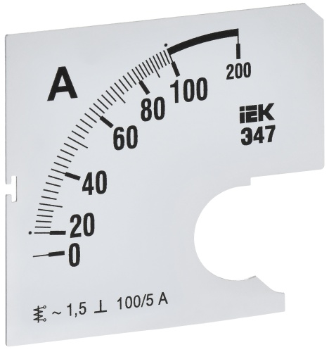 Шкала смен. для амперметра Э47 100/5А-1,5 72х72мм IEK