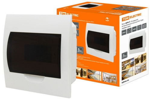 Бокс в нишу IP41 ЩРВ-П-8модулей пластик TDM
