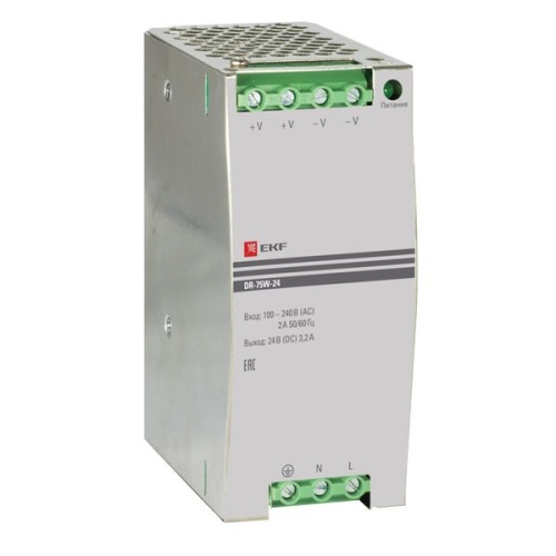 Блок питания 24В DR-75W-24 EKF PROxima Блок питания 24В DR-75W-24 EKF PROxima