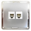 Розетка телефонная двойная 2хRJ-11 с накладкой (серебристый металлик) LK60